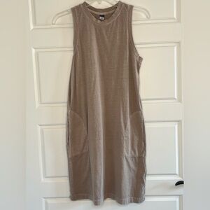 Old Navy Cotton Sleeveless Shift Dress Pockets Mocha Latte Size S Casual Comfy